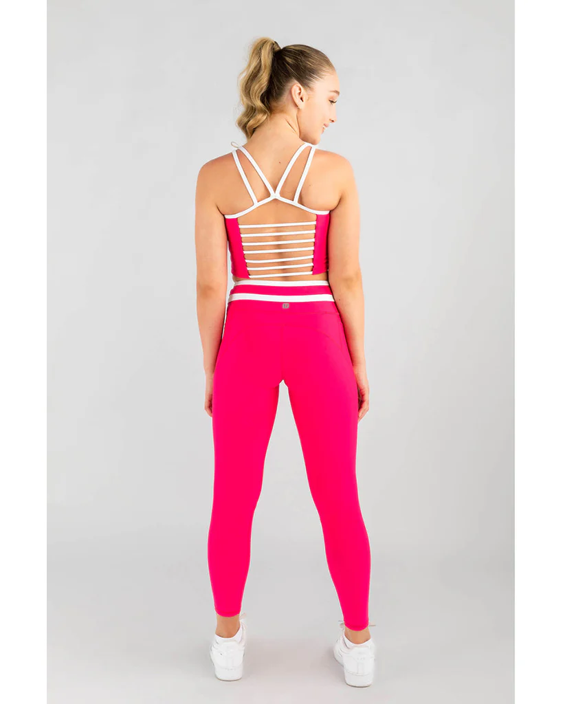 Sylvia P Ivy Cropped Singlet Top - Girls - Hot Pink / White - Image 2