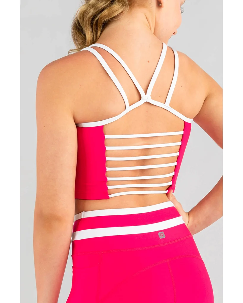 Sylvia P Ivy Cropped Singlet Top - Girls - Hot Pink / White - Image 3