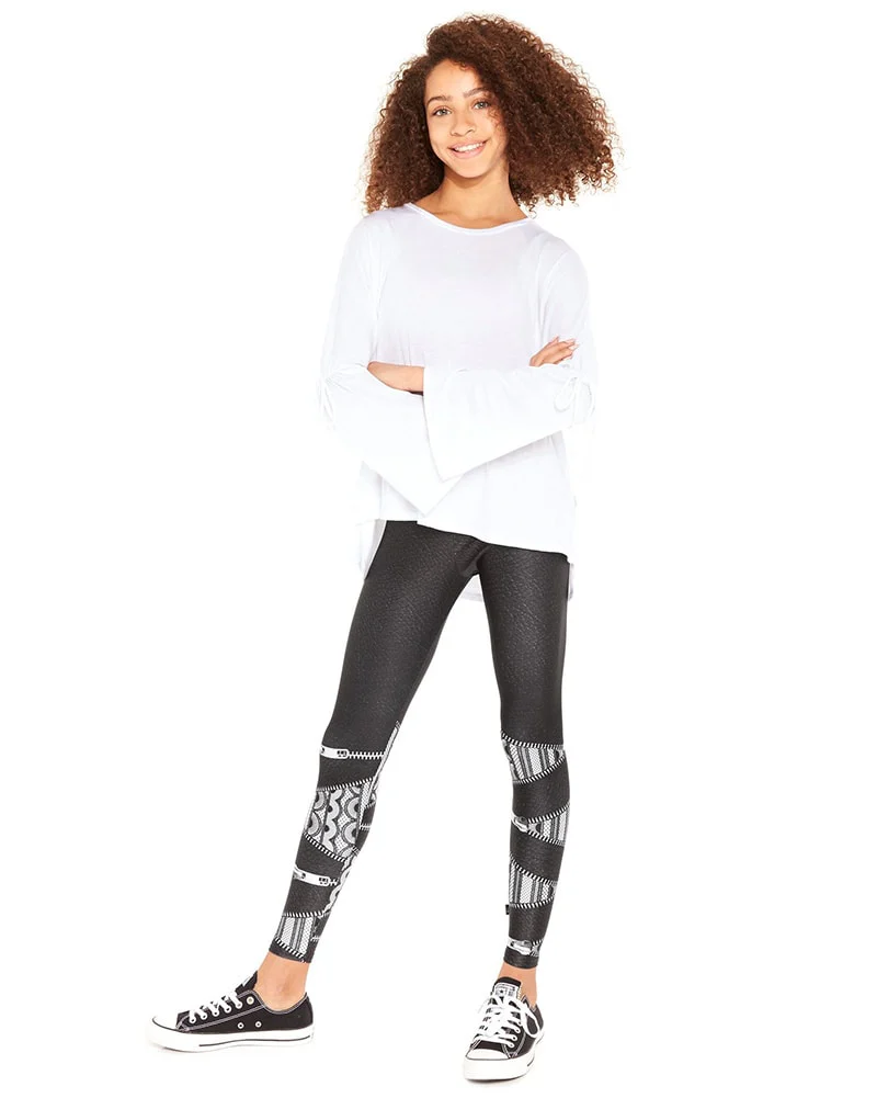 Terez Legging - 7875 Girls - Lacey Zips Print - Image 3