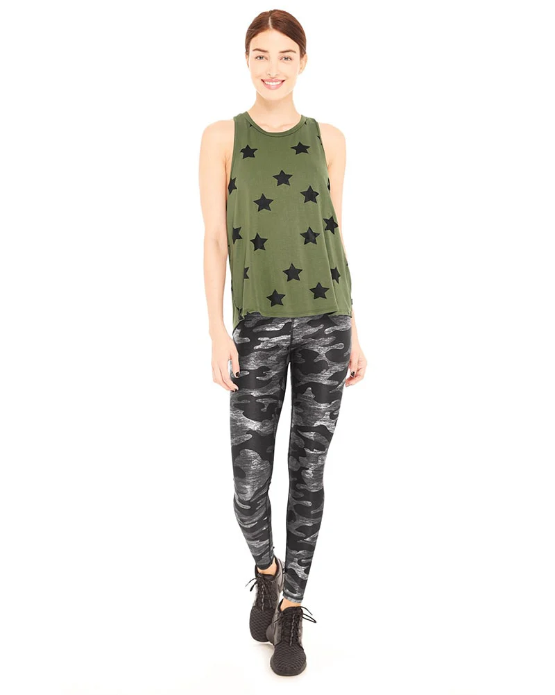 Terez Tall Band Legging - Womens - Heathered Grey Camo Print - Image 3