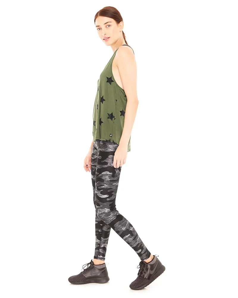 Terez Tall Band Legging - Womens - Heathered Grey Camo Print - Image 4