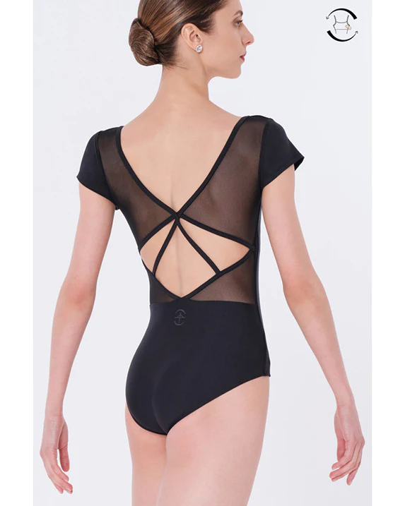 Wear Moi Dolores V Neck Strappy Mesh Back Cap Sleeve Leotard - Womens - Image 2