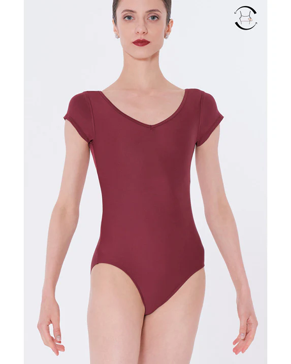 Wear Moi Dolores V Neck Strappy Mesh Back Cap Sleeve Leotard - Womens - Image 3