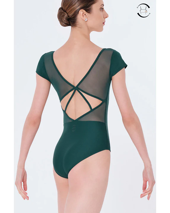 Wear Moi Dolores V Neck Strappy Mesh Back Cap Sleeve Leotard - Womens - Image 7