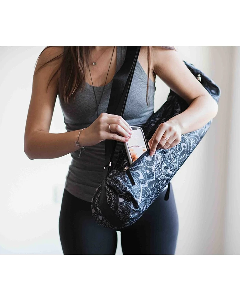 Yoga Design Lab Yoga Mat Bag - Mandala Charcoal Print - Image 3